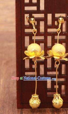 Traditional Chinese Jewelry Accessories Golden Eardrop Ancient Hanfu Tassel Earrings for Women