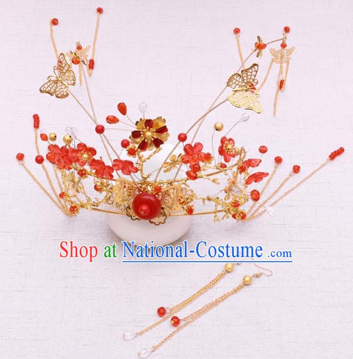 Chinese Traditional Hair Accessories Xiuhe Suit Handmade Phoenix Coronet Ancient Hairpins for Women