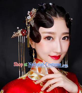 Chinese Traditional Xiuhe Suit Hair Accessories Ancient Hairpins Hair Clips Complete Set for Women