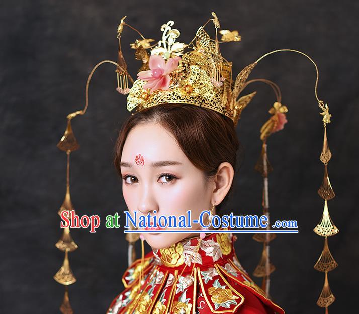 Chinese Traditional Handmade Queen Phoenix Coronet Hair Accessories Ancient Hairpins Complete Set for Women