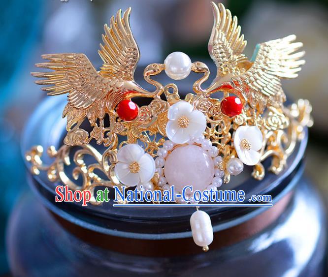 Chinese Traditional Handmade Hair Accessories Ancient Hairpins Cranes Frontlet Hair Stick for Women