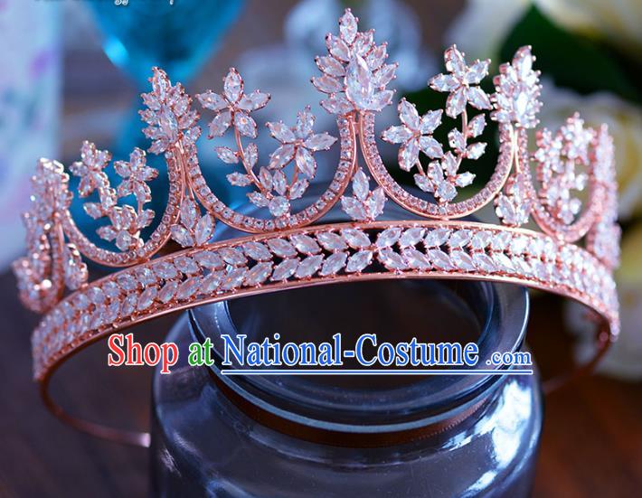 Baroque Style Hair Jewelry Accessories Bride Crystal Zircon Royal Crown Princess Hair Clasp for Women