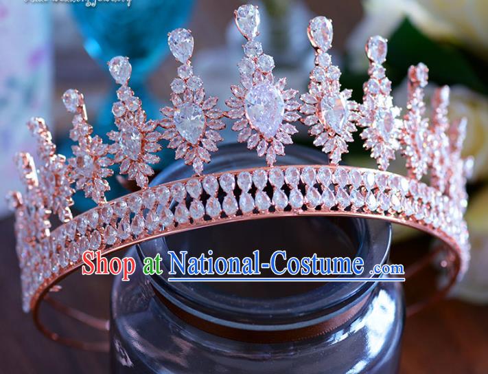 Baroque Style Hair Jewelry Accessories Bride Zircon Royal Crown Princess Crystal Hair Clasp for Women