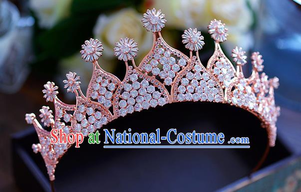 Baroque Style Hair Jewelry Accessories Bride Royal Crown Princess Zircon Hair Clasp for Women