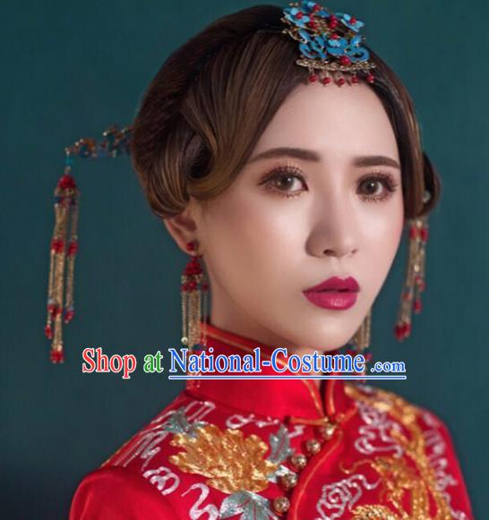 Chinese Traditional Handmade Hair Accessories Xiuhe Suit Hair Clips Ancient Hairpins Complete Set for Women