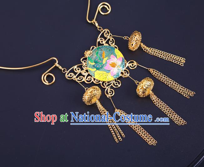 Traditional Chinese Jewelry Accessories Lotus Necklace Ancient Hanfu Tassel Necklet for Women