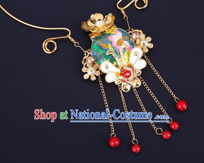 Traditional Chinese Jewelry Accessories Lotus Necklace Ancient Hanfu Golden Necklet for Women