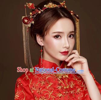 Chinese Traditional Hair Accessories Bride Xiuhe Suit Hair Clasp Ancient Hairpins Complete Set for Women