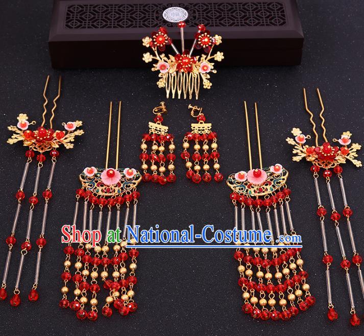 Chinese Traditional Xiuhe Suit Hair Accessories Ancient Hair Combs Hairpins Complete Set for Women