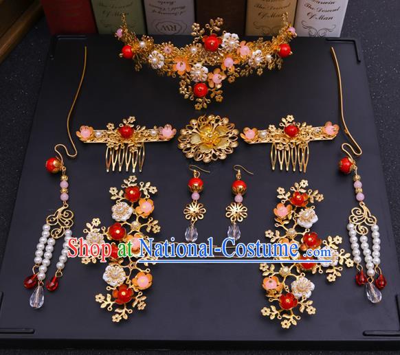 Chinese Traditional Xiuhe Suit Hair Accessories Ancient Bride Hairpins Complete Set for Women