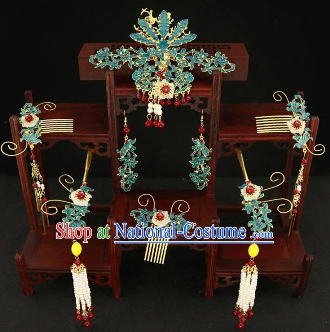 Chinese Traditional Hair Accessories Ancient Xiuhe Suit Phoenix Hairpins Complete Set for Women