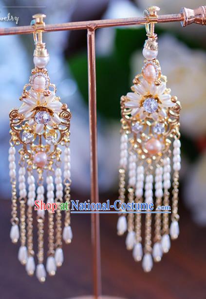 Top Grade Handmade Jewelry Accessories Ancient Pearls Tassel Earrings for Women