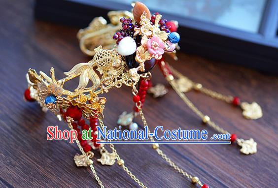 Chinese Handmade Jewelry Accessories Ancient Palace Tassel Bracelet Hanfu Goldfish Bangle for Women