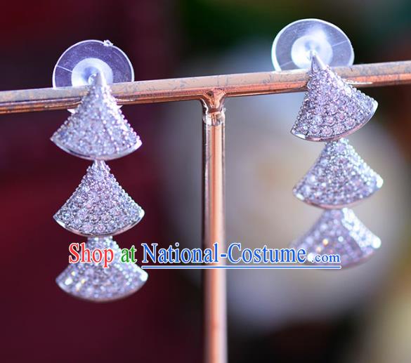 Chinese Handmade Jewelry Accessories Ancient Hanfu Zircon Earrings for Women