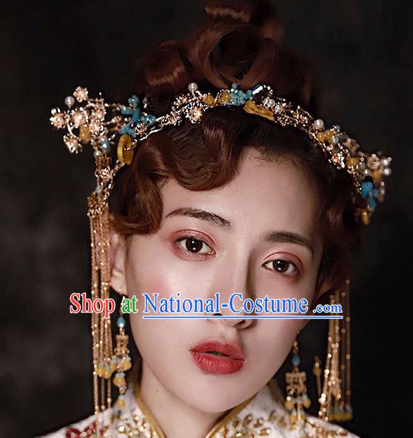 Chinese Ancient Handmade Hair Accessories Traditional Xiuhe Suit Phoenix Coronet Hairpins for Women