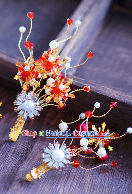 Top Grade Handmade Hair Accessories Bride Red Hair Claws Headwear for Women