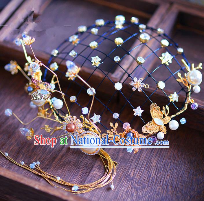 Top Grade Handmade Hair Accessories Bride Golden Hair Clasp Pearls Headwear for Women