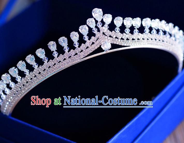 Top Grade Handmade Baroque Zircon Royal Crown Bride Zircon Hair Imperial Crown for Women