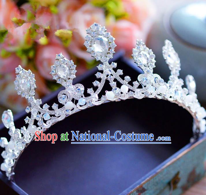 Top Grade Handmade Baroque Princess Crystal Royal Crown Bride Zircon Hair Imperial Crown for Women