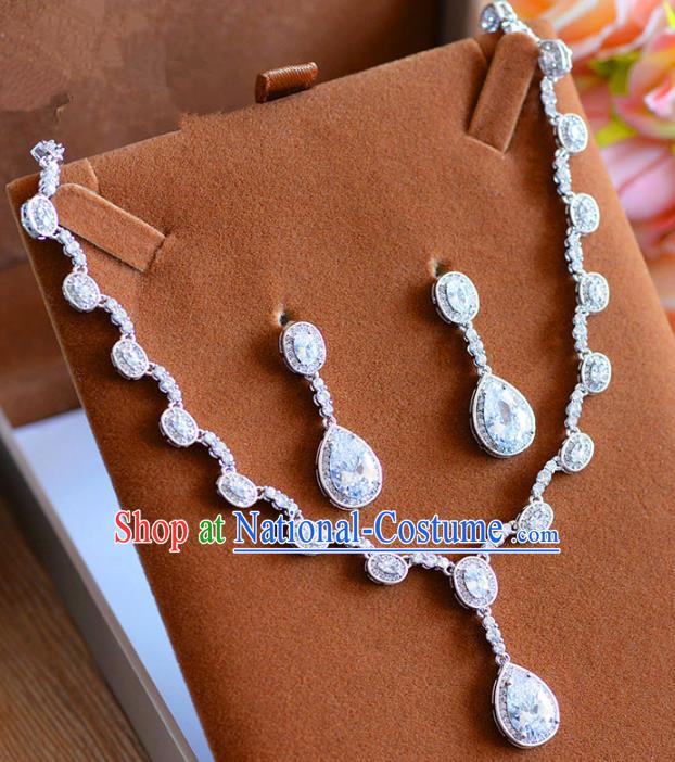 Top Grade Handmade Wedding Jewelry Accessories Zircon Necklace and Earrings for Women