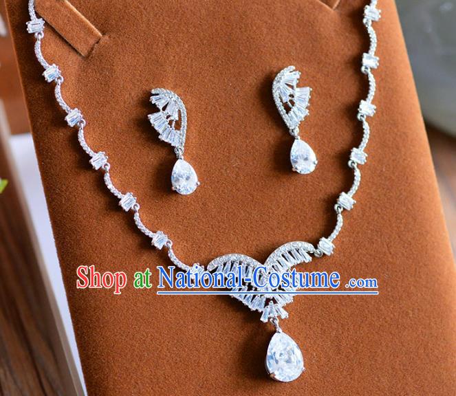 Top Grade Handmade Wedding Jewelry Accessories Zircon Necklace and Earrings for Women