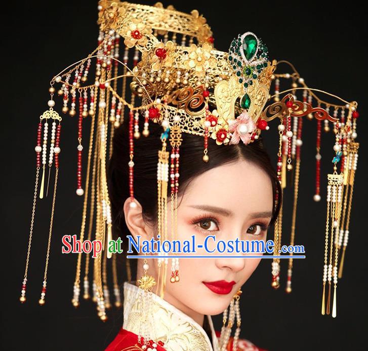 Chinese Ancient Handmade Queen Phoenix Coronet Traditional Xiuhe Suit Hairpins Hair Accessories for Women