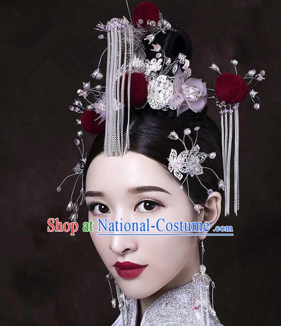 Chinese Ancient Handmade Phoenix Coronet Hair Accessories Traditional Hairpins Complete Set for Women