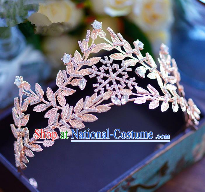 Baroque Style Hair Jewelry Accessories Bride Crystal Leaf Royal Crown Princess Imperial Crown for Women