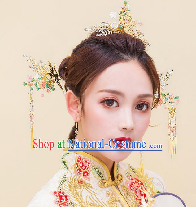 Chinese Ancient Handmade Palace Phoenix Coronet Hair Accessories Traditional Hairpins for Women