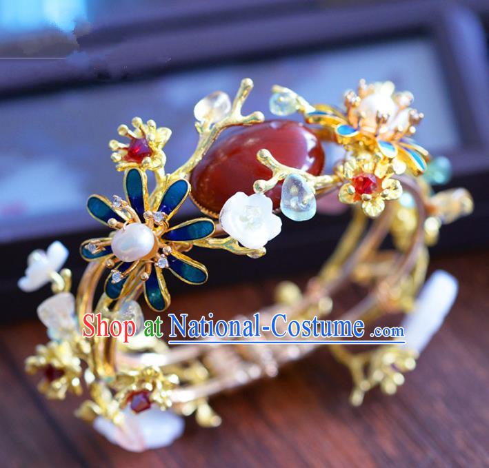 Top Grade Handmade Jewelry Accessories Chinese Ancient Bride Cloisonne Bracelet Hanfu Bangle for Women