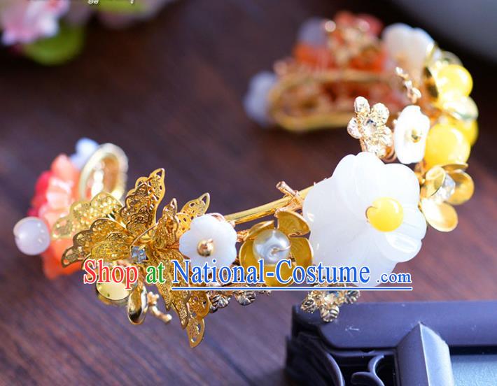 Top Grade Handmade Jewelry Accessories Chinese Ancient Bride Butterfly Flowers Bracelet Hanfu Bangle for Women