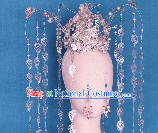 Chinese Ancient Handmade Palace Argent Phoenix Coronet Hair Accessories Traditional Hairpins for Women