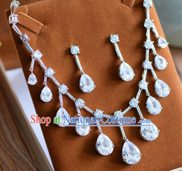 Top Grade Handmade Wedding Zircon Jewelry Accessories Necklace and Earrings for Women