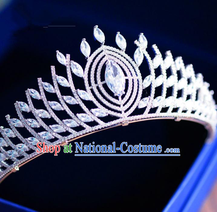 Top Grade Handmade Baroque Hair Accessories Bride Luxurious Zircon Royal Crown Headwear for Women