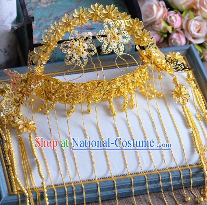 Chinese Ancient Hair Jewelry Accessories Hairpins Headwear Headdress Royal Crown for Women