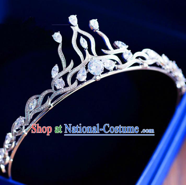 Top Grade Handmade Baroque Hair Accessories Princess Zircon Royal Crown Headwear for Women