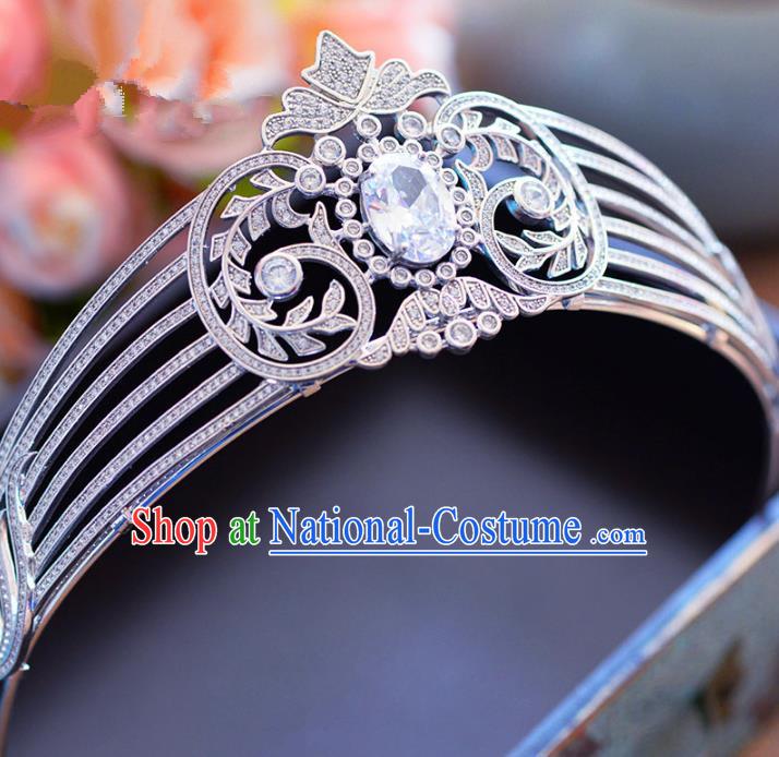 Top Grade Handmade Baroque Hair Accessories Princess Zircon Royal Crown Headwear for Women