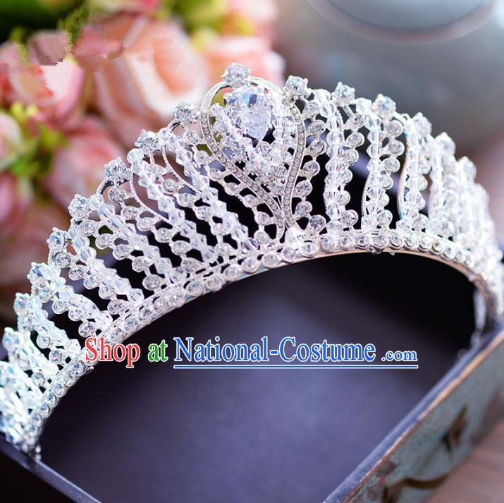 Top Grade Handmade Baroque Hair Accessories Princess Crystal Beads Royal Crown Headwear for Women