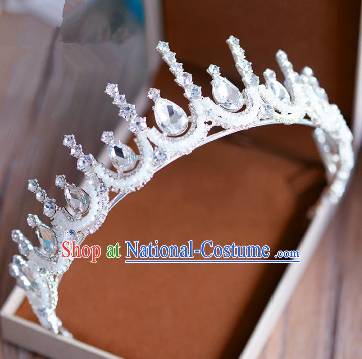 Top Grade Handmade Baroque Zircon Hair Accessories Princess Crystal Royal Crown Headwear for Women