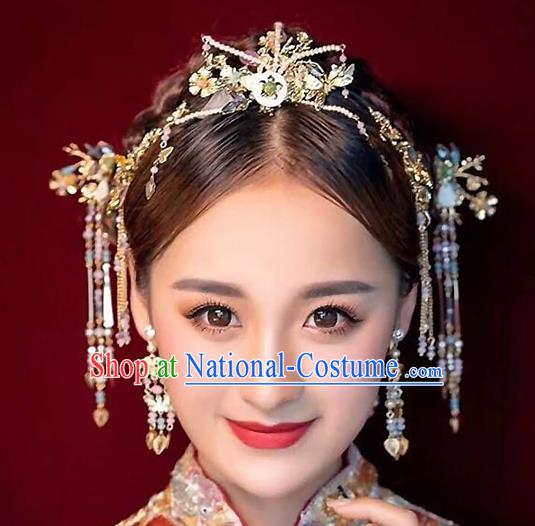 Ancient Chinese Handmade Beads Hair Clips Traditional Hair Accessories Xiuhe Suit Hairpins for Women