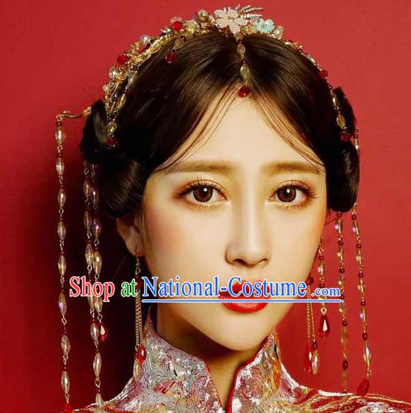 Ancient Chinese Handmade Traditional Hair Accessories Hairpins Phoenix Coronet Complete Set for Women