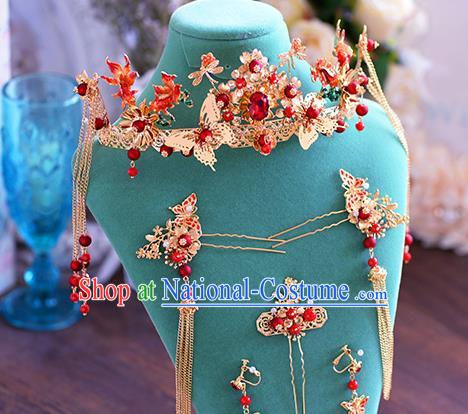 Ancient Chinese Handmade Hair Accessories Xiuhe Suit Bride Hair Clasp Hairpins Complete Set for Women