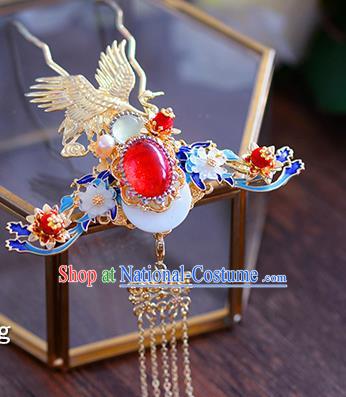 Ancient Chinese Handmade Hair Accessories Xiuhe Suit Hair Clip Blueing Phoenix Hairpins for Women