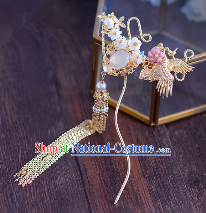 Ancient Chinese Handmade Hair Accessories Xiuhe Suit Tassel Step Shake Hairpins for Women