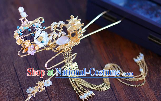 Ancient Chinese Handmade Hair Accessories Xiuhe Suit Hairpins Tassel Hair Clip for Women