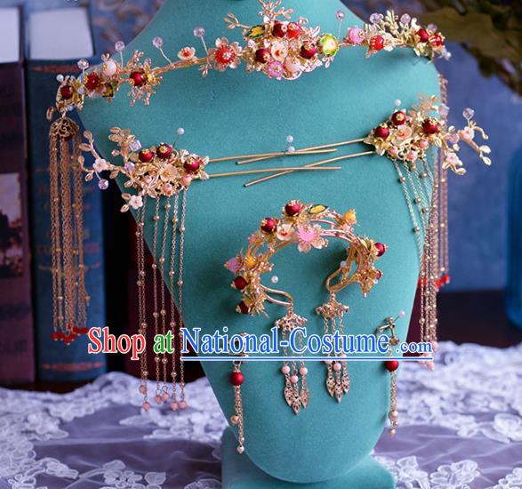 Ancient Chinese Handmade Hair Accessories Xiuhe Suit Hairpins Hair Clasp Complete Set for Women