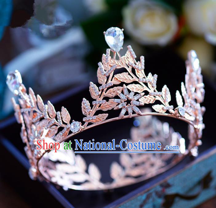 Top Grade Handmade Hair Accessories Baroque Princess Crystal Round Royal Crown Headwear for Women