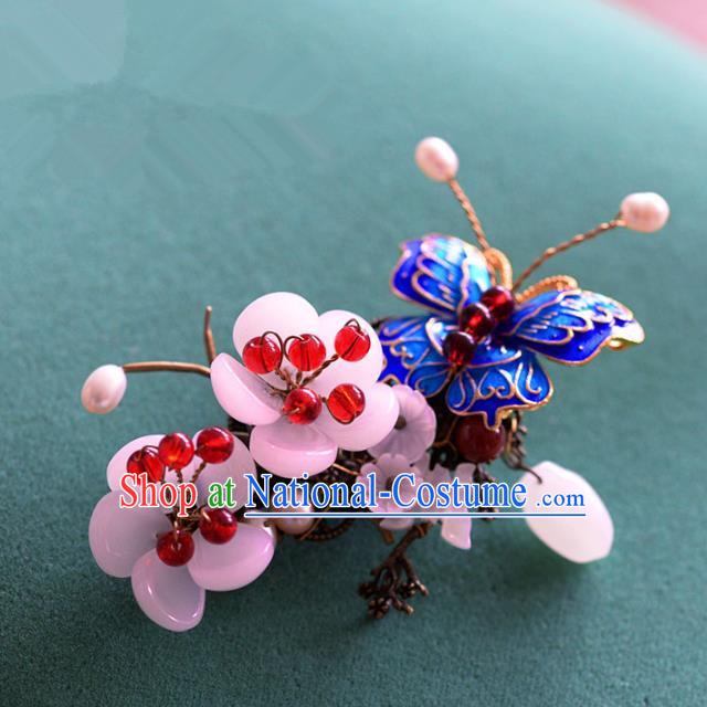 Ancient Chinese Handmade Hair Accessories Xiuhe Suit Hairpins Blueing Butterfly Hair Claw for Women