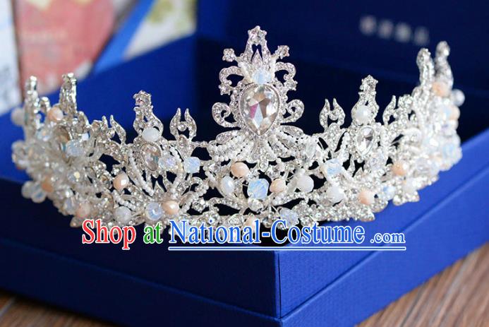 Top Grade Handmade Hair Accessories Baroque Princess Zircon Pearls Royal Crown Headwear for Women