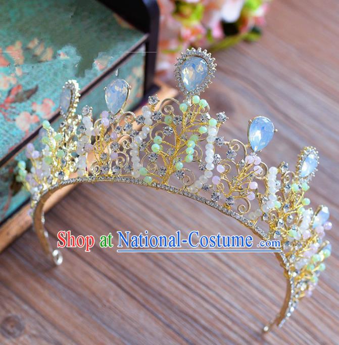 Top Grade Handmade Hair Accessories Crystal Hair Clasp Baroque Beads Royal Crown Headwear for Women